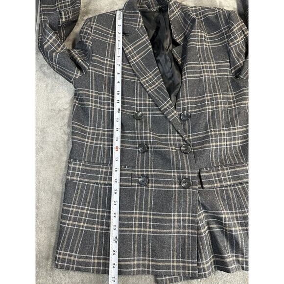 & OTHER STORIES Manteco Double Breasted Plaid Wool Blend Blazer Jacket sz 10 US - Picture 5 of 9
